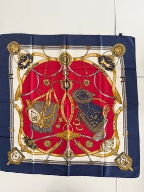 Large Mario Valentino 34”x34” Silk Horsebit Scarf